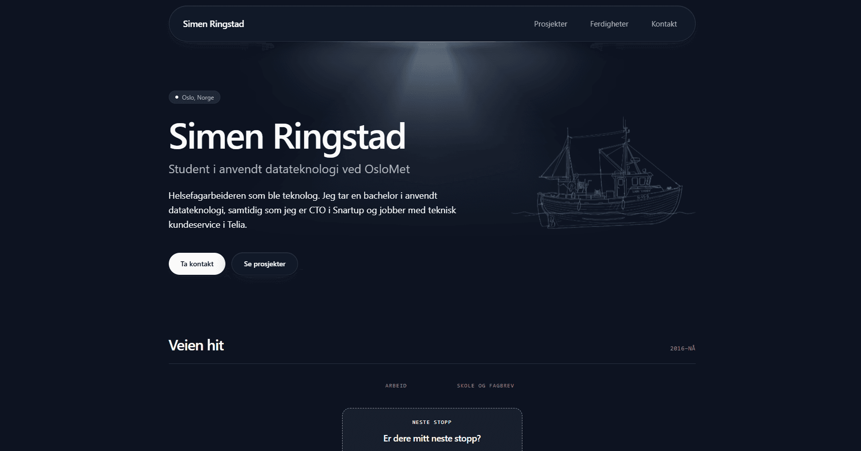 Skjermbilde av Denne CV-siden